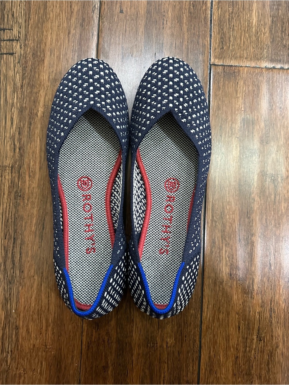 Rothy’s The Daily Flat Navy Dot Retired Colorway 7.5